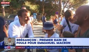 Emmanuel Macron à Brégançon : Premier bain de foule pendant ses vacances (Vidéo)