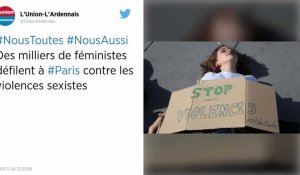Des milliers de féministes défilent à Paris contre les violences sexistes.
