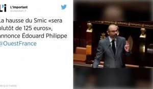 La hausse du Smic « sera plutôt de 125 euros », annonce Édouard Philippe.
