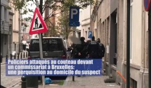 Policiers attaqués au couteau devant un commissariat à Bruxelles: une perquisition au domicile du suspect