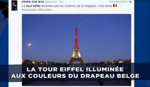 La Tour Eiffel illuminée aux couleurs du drapeau belge