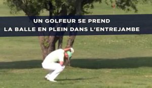 Un golfeur professionnel se prend la balle en plein dans l'entrejambe