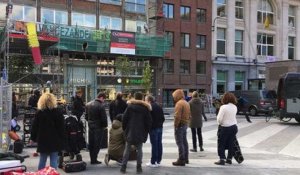 Charleroi: tournage sur la place verte
