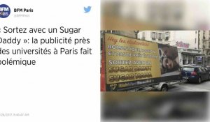 Le camion publicitaire « Sugar Daddy » stationne devant les facs parisiennes