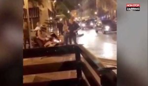 Un homme frappe dans une moto et regrette très vite son geste (Vidéo)
