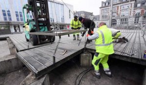 Nettoyage de la place d'Armes à Namur