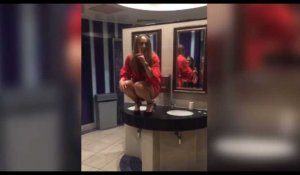 Une fille ivre danse sur un lavabo en soirée (vidéo)