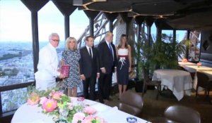 Macron welcomes Trump to Eiffel Tower dinner