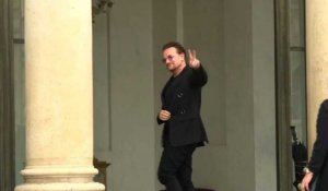 Bono, le chanteur de U2, est arrivé à l'Elysée