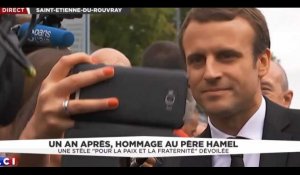 Emmanuel Macron : Après l'hommage au père Hamel, il s'offre un bain de foule (Vidéo)