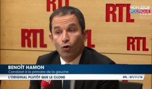 Primaire à gauche : Benoît Hamon ''préfèrerait'' François Hollande à son ''clone'' Manuel Valls