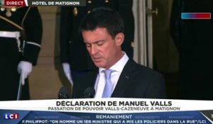 Remaniement : Manuel Valls cède sa place à Bernard Cazeneuve ''Il n'y a pas d'enfer à Matignon''