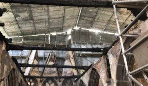 Visite de l'église de Trémel détruite dans un incendie en 2016