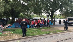 Migrants à Nantes. Évacuation du square Daviais