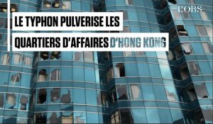 Hong Kong : les quartiers d'affaires dévastés par le super typhon  Mangkhuto