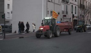Manifestation des agriculteurs à Perpignan : le convoi à hauteur du pont Joffre