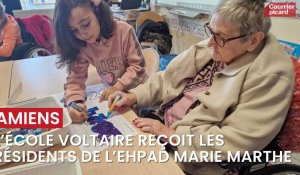 Les élèves de l’école Voltaire à Amiens reçoivent les résidents de l’EHPAD Marie Marthe