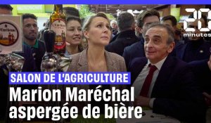 Salon de l'Agriculture : Marion Maréchal aspergée de bière 
