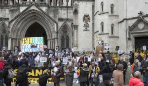 Manifestation devant un tribunal britannique avant le dernier appel d'Assange
