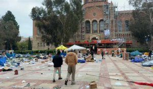 Le campus de l'Université de Californie après le démantèlement du campement pro-Palestiniens