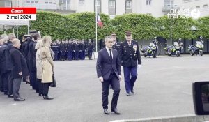 VIDÉO. L'hommage au gendarme mort en service dans le Calvados se fait en présence de Gérald Darmanin