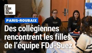 Avant Paris-Roubaix des collégiennes rencontrent l'équipe FDJ-Suez 
