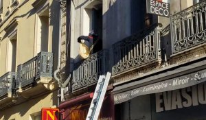Des pompiers sauvent un goéland bloqué sur un balcon à Sète