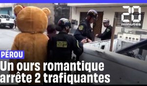 Saint-Valentin : Au Pérou, un policier déguisé en ours arrête deux trafiquantes de drogue #shorts