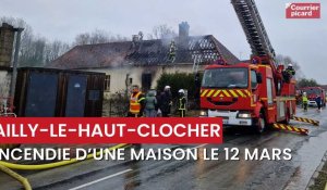 Incendie d'une maison à Ailly-le-Haut-clocher, mardi 12 mars 2024.