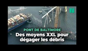 À Baltimore, des moyens et une grue gigantesques pour dégager le pont après l’accident