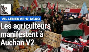 Les agriculteurs manifestent à Auchan