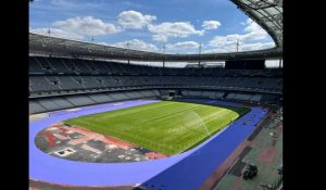 VIDÉO. JO 2024 : la piste violette d'athlétisme se dévoile au Stade de France