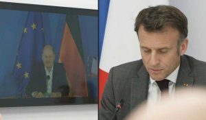 Emmanuel Macron s'entretient avec le chancelier allemand Olaf Scholz