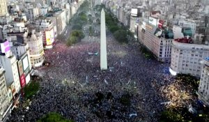Mondial: vues aériennes de la célébration à l'Obélisque de Buenos Aires