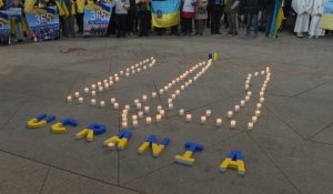 Des Ukrainiens manifestent à Madrid contre l'invasion de l'Ukraine par la Russie