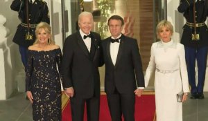 USA: Emmanuel et Brigitte Macron arrivent à la Maison Blanche pour le dîner de gala