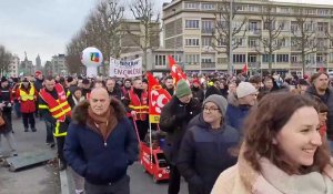 Les sapeurs-pompiers dans la manif de Rouen le 31 janvier 2023