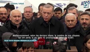 Les secours ne vont pas "aussi vite qu'espéré", reconnaît Erdogan