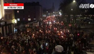  VIDEO. Manifestation du 16 février. Contre la réforme des retraites, un impressionnant cortège de flambeaux à Nantes