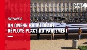 VIDÉO. À Rennes, un drapeau breton géant déployé place du Parlement