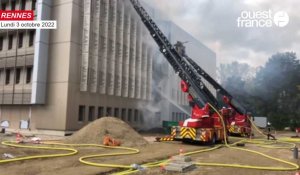 VIDÉO. À Rennes, un incendie dans un immeuble de bureaux en construction