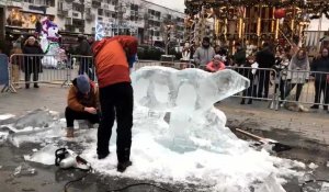 Calais : Peter van Loon sculpte sur glace