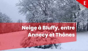 Haute-Savoie : neige au dessus d’Annecy, à Bluffy