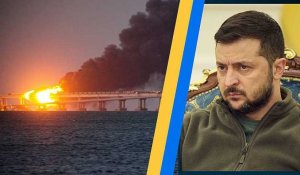 "Malheureusement, c'était nuageux en Crimée" ironise Volodymyr Zelensky à propos du pont endommagé