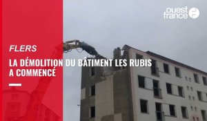 A Flers, la démolition du bâtiment Les Rubis au quartier Saint-Michel a commencé