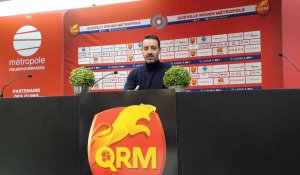 Football. Réaction d'Olivier Echoaufni après la victoire face à Guingamp