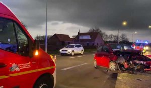 Accident entre deux voitures à Blaringhem.