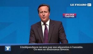 David Cameron : «L'indépendance sera un douloureux divorce»