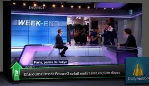 Top Média : une journaliste de France 3 se fait embrasser en plein direct