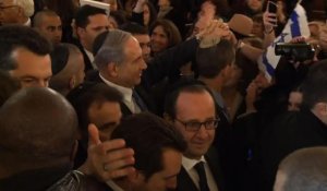 François Hollande et Benyamin Netanyahou à la Grande Synagogue